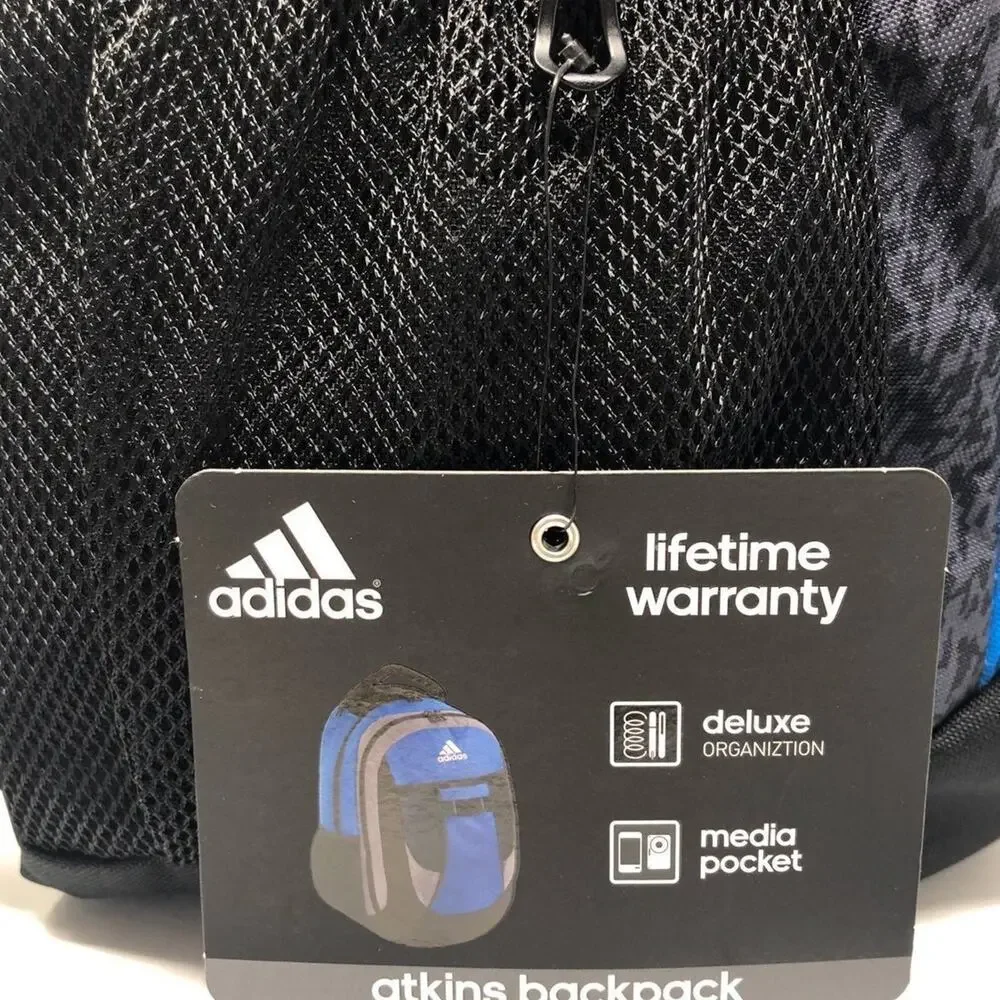 Adidas Mens Womens Backpack Pockets Black Blue Gray